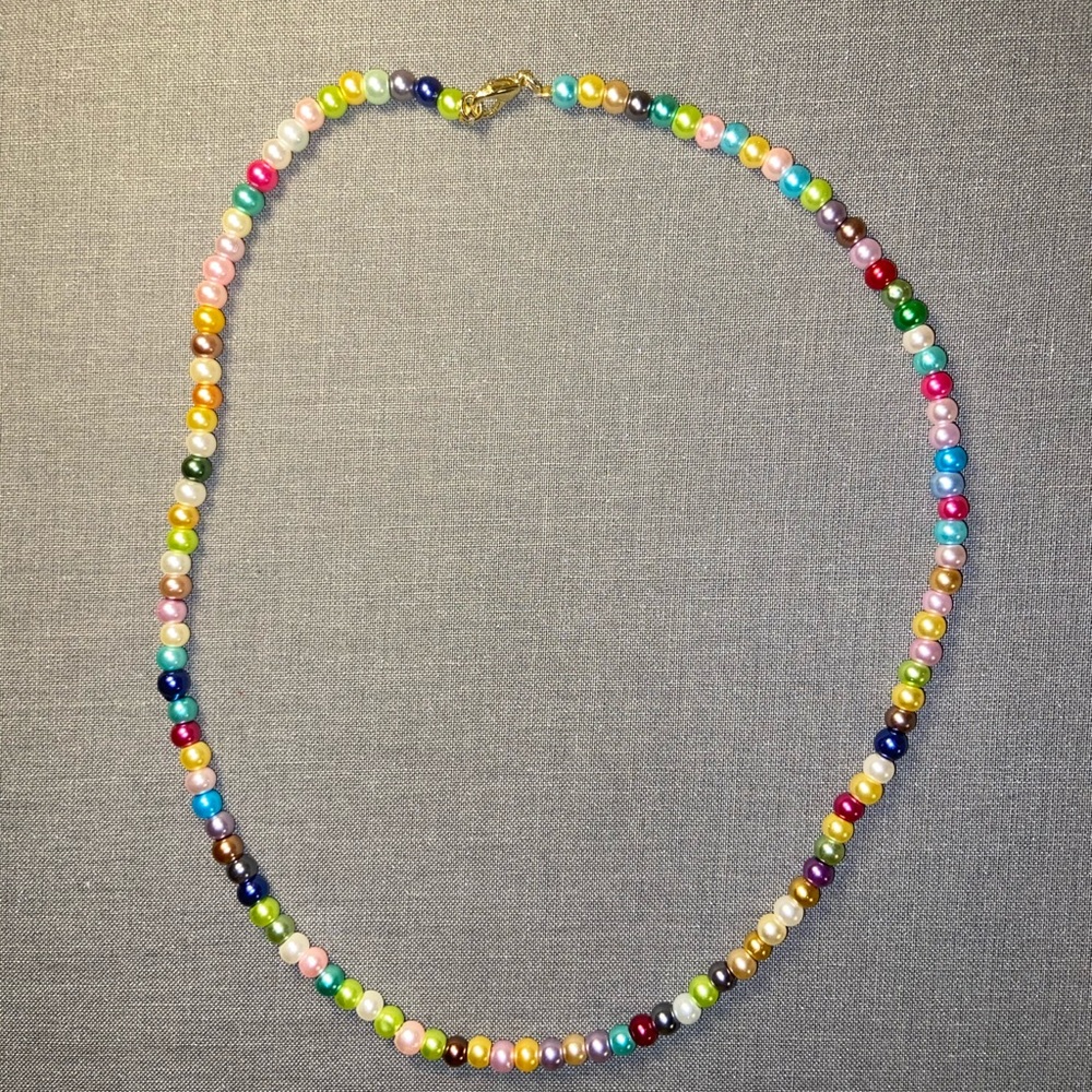 Handmade Multi-Color Glass Bead Necklace/Choker